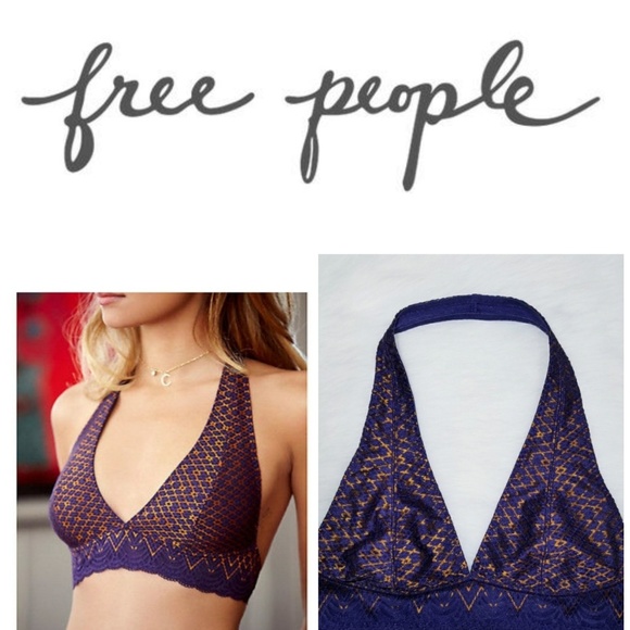 Free People Other - Free People Sinking Ships Lace Halter Bra Purple S